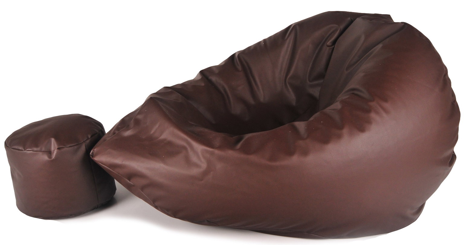 Sėdmaišis su pufu Mega Comfort XXL, dirbtinė oda, rudas-1