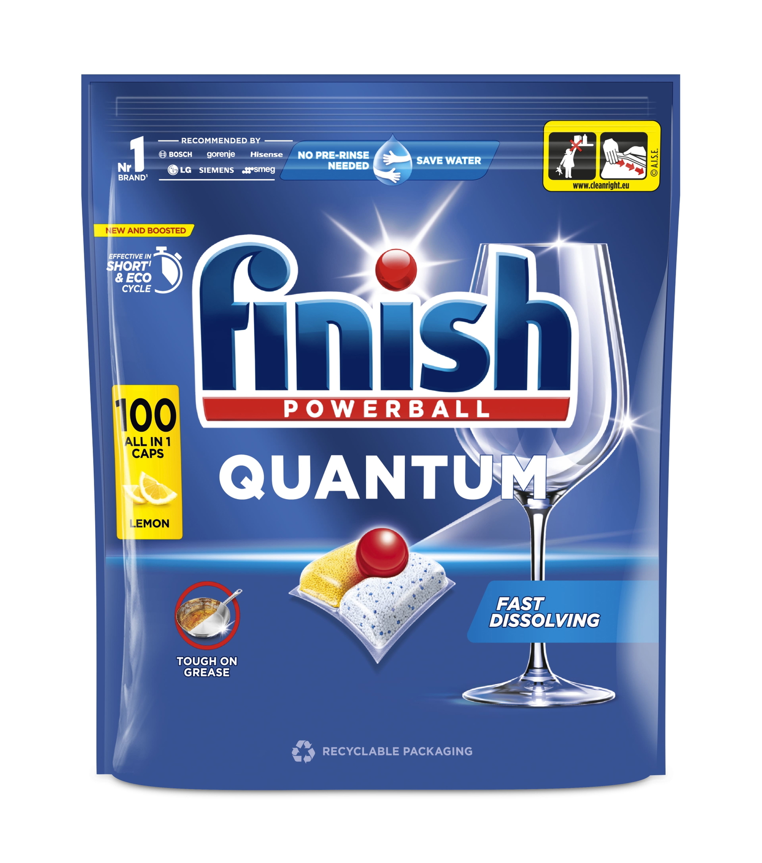 Indaplovių kapsulės FINISH QUANTUM ALL IN 1 LEMON, 100 vnt.
