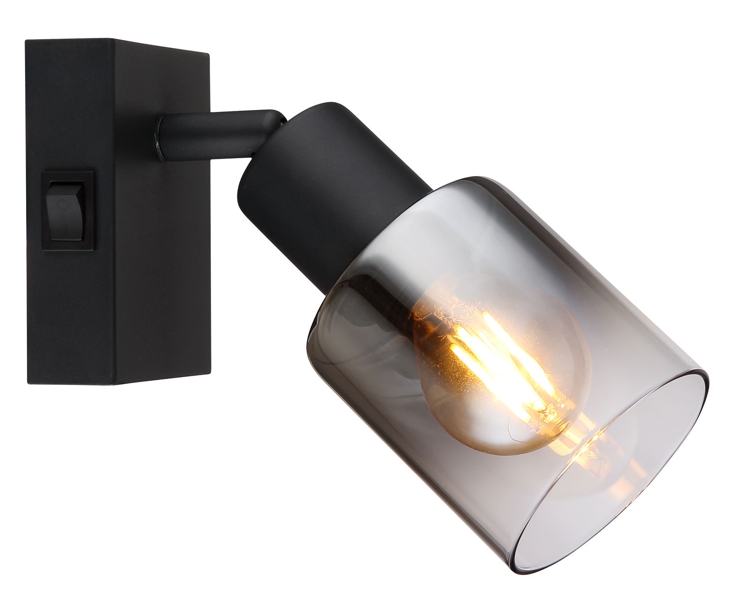 Taškinis šviestuvas GLOBO HUBERTUS,1xE14,40W,230V,su jungikliu,matinės juodos sp,7x16x14cm - 1