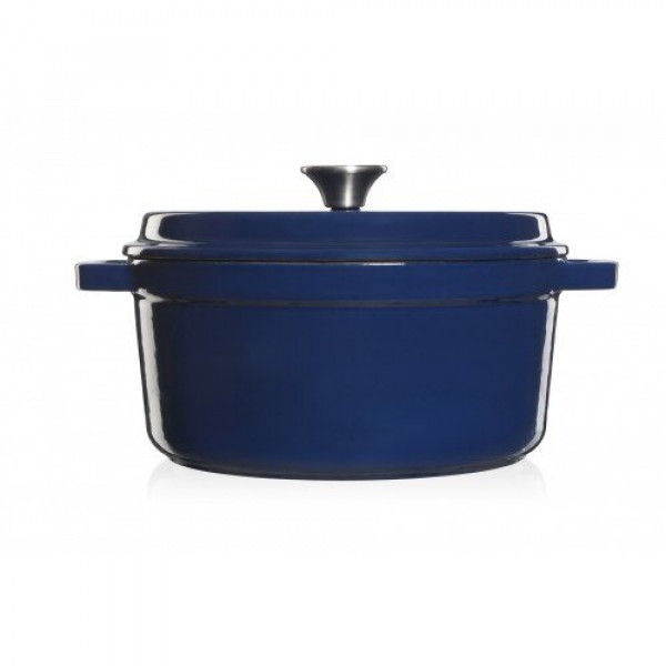 Ketaus puodas Grand Feu, minimalistinio dizaino „Casserole“ su dangčiu,  3.5l, tamsiai mėlynos sp. - 3
