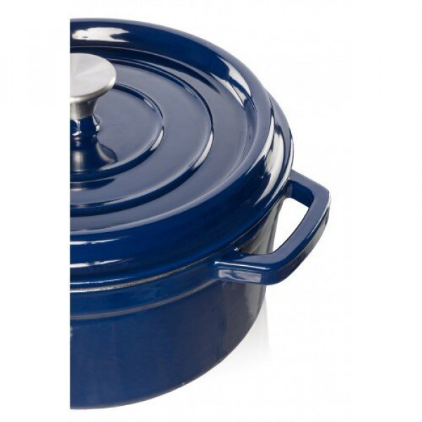 Ketaus puodas Grand Feu, minimalistinio dizaino „Casserole“ su dangčiu,  3.5l, tamsiai mėlynos sp. - 5