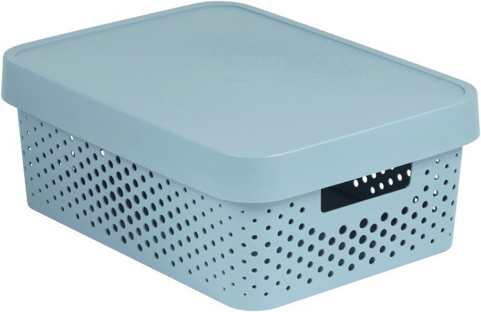 Daiktų saugojimo dėžė su dangčiu CURVER INFINITY DOTS, pilkos spalvos, h14 x 36 x 27 cm, 11 L