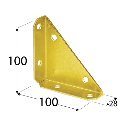 Dėžės tvirtinimo kampas, 100x100x28x2,0mm, geltonai cinkuotas-1