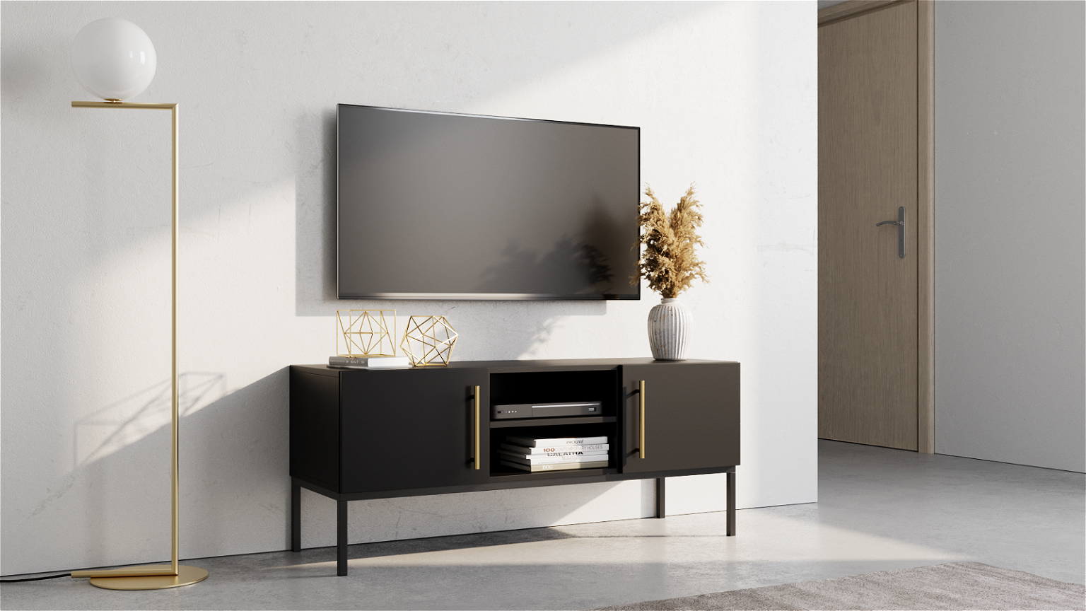 TV staliukas Lanzzi 120 cm, juodas - 1