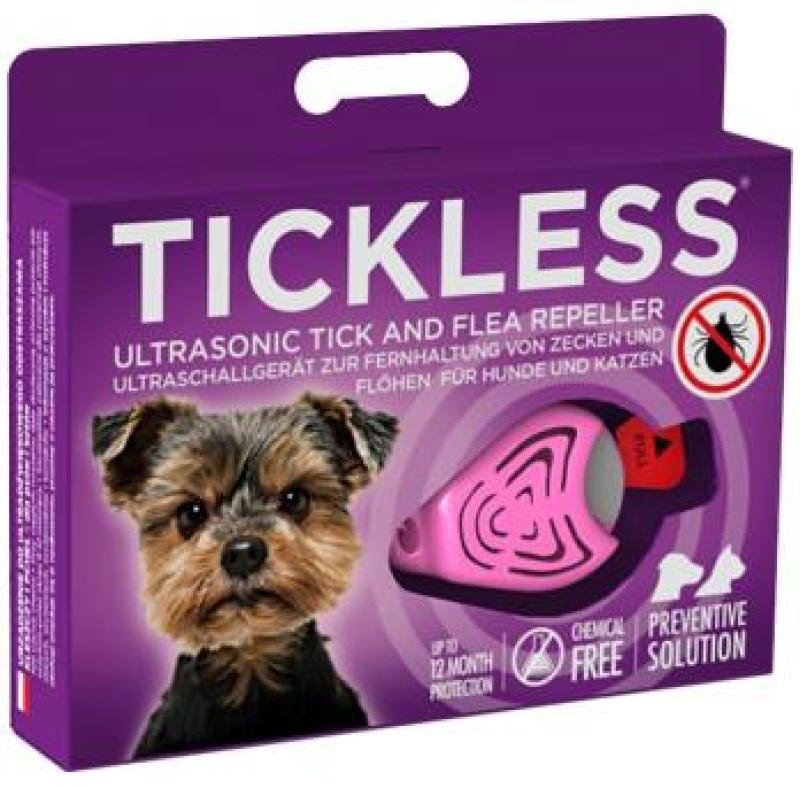 Ultragarsinis pakabukas TickLess nuo erkių ir blusų šunims ir katėms, rožinis