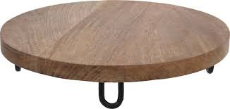Medinis padėklas su metalo kojelėmis MANGO WOOD, apvalus, 30 cm-0