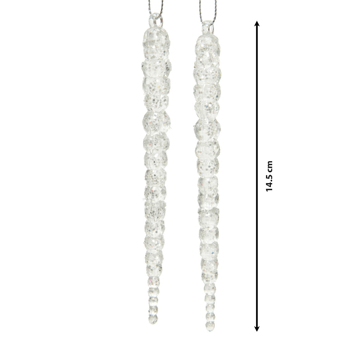 Pakabinama kalėdinė dekoracija ICICLE, baltos sp., 1,5 x 14,5 cm, 2 vnt-0