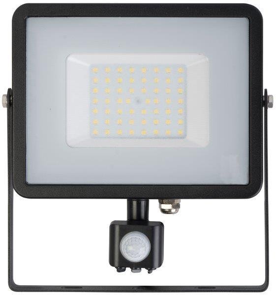 LED prožektorius su judesio davikliu V-TAC SAMSUNG, 50 W, 4000 K, 4000 lm, IP65, juodos sp.