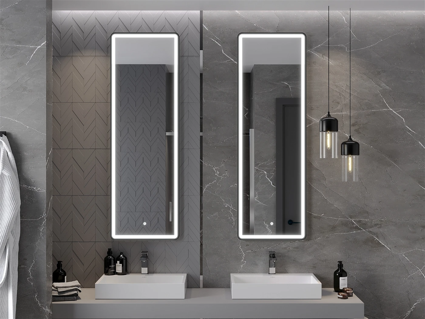 Vonios veidrodis Mexen Coro Black su LED apšvietimu ir šildymo kilimėliu, 50 x 150 cm - 4