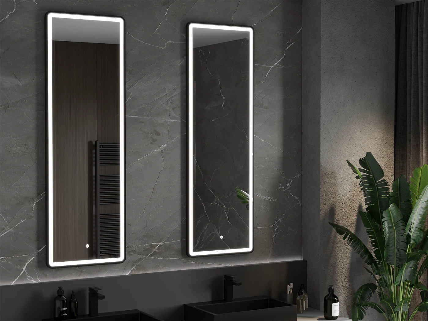 Vonios veidrodis Mexen Coro Black su LED apšvietimu ir šildymo kilimėliu, 50 x 150 cm - 2