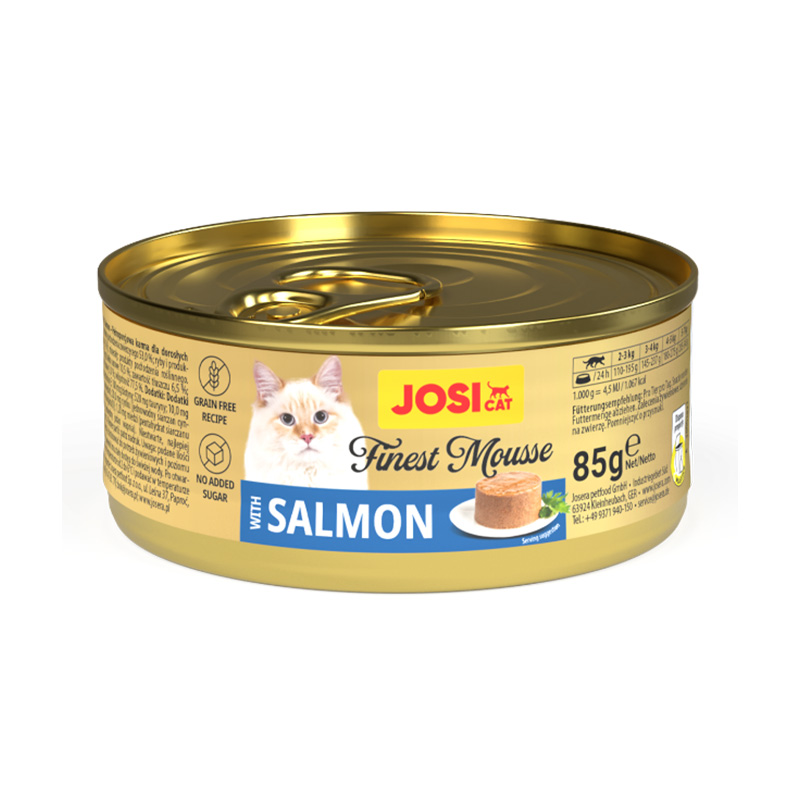 Konservuotas kačių ėdalas JOSICAT Finest Mousse, su lašiša, 85 g-0