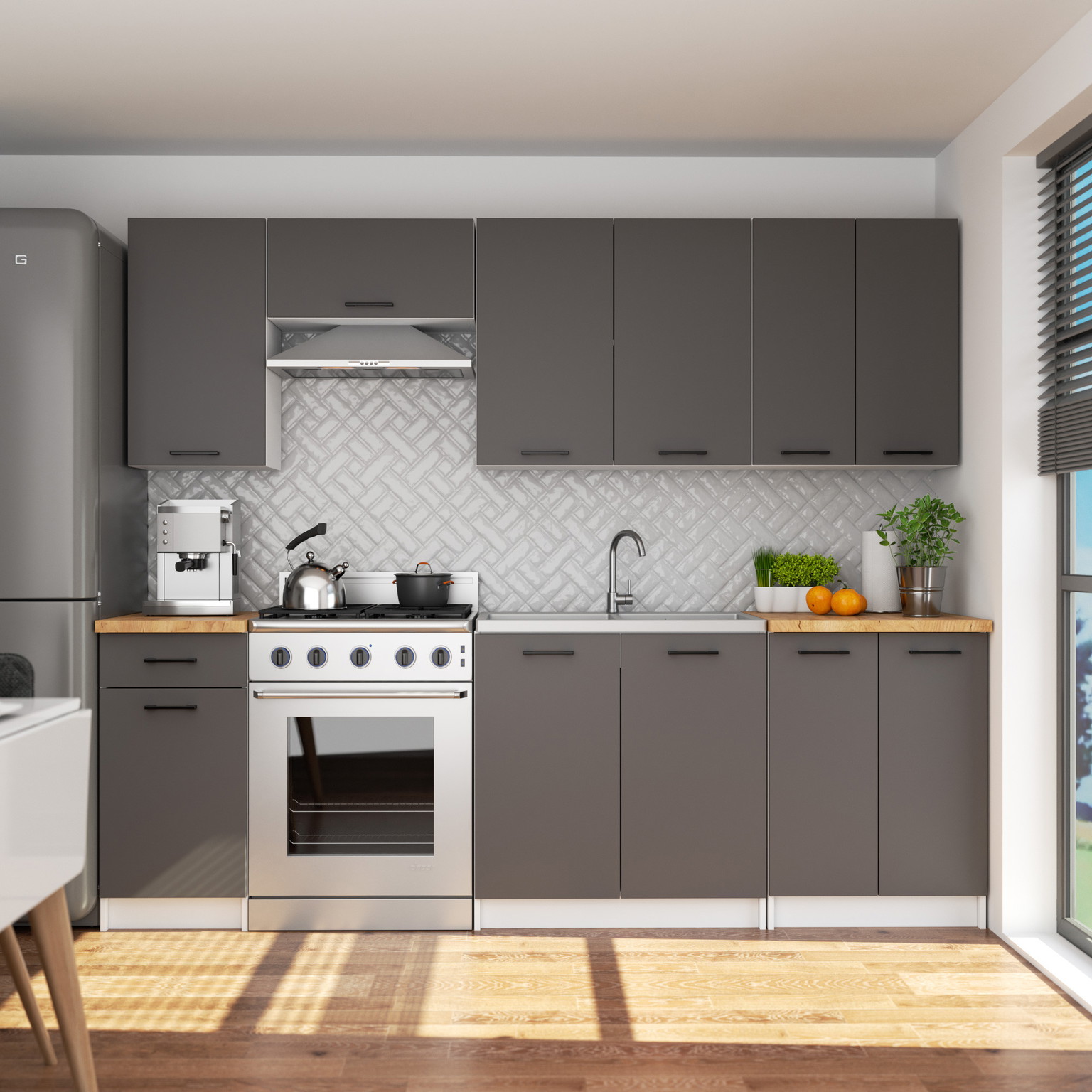 Virtuvės spintelė OLIVIA S60, balta/betono - 5