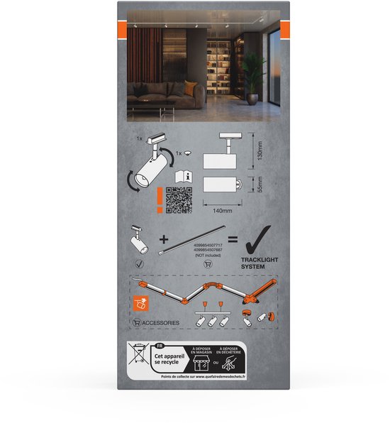 Taškinis bėgelių šviestuvas OSRAM TRACKLIGHT SPOT CYLINDER, 1xGU10, baltas, 14x13x5,5cm - 5