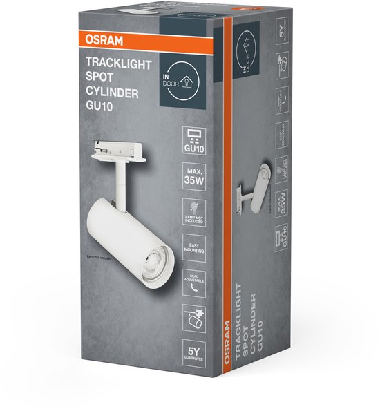 Taškinis bėgelių šviestuvas OSRAM TRACKLIGHT SPOT CYLINDER, 1xGU10, baltas, 14x13x5,5cm - 4