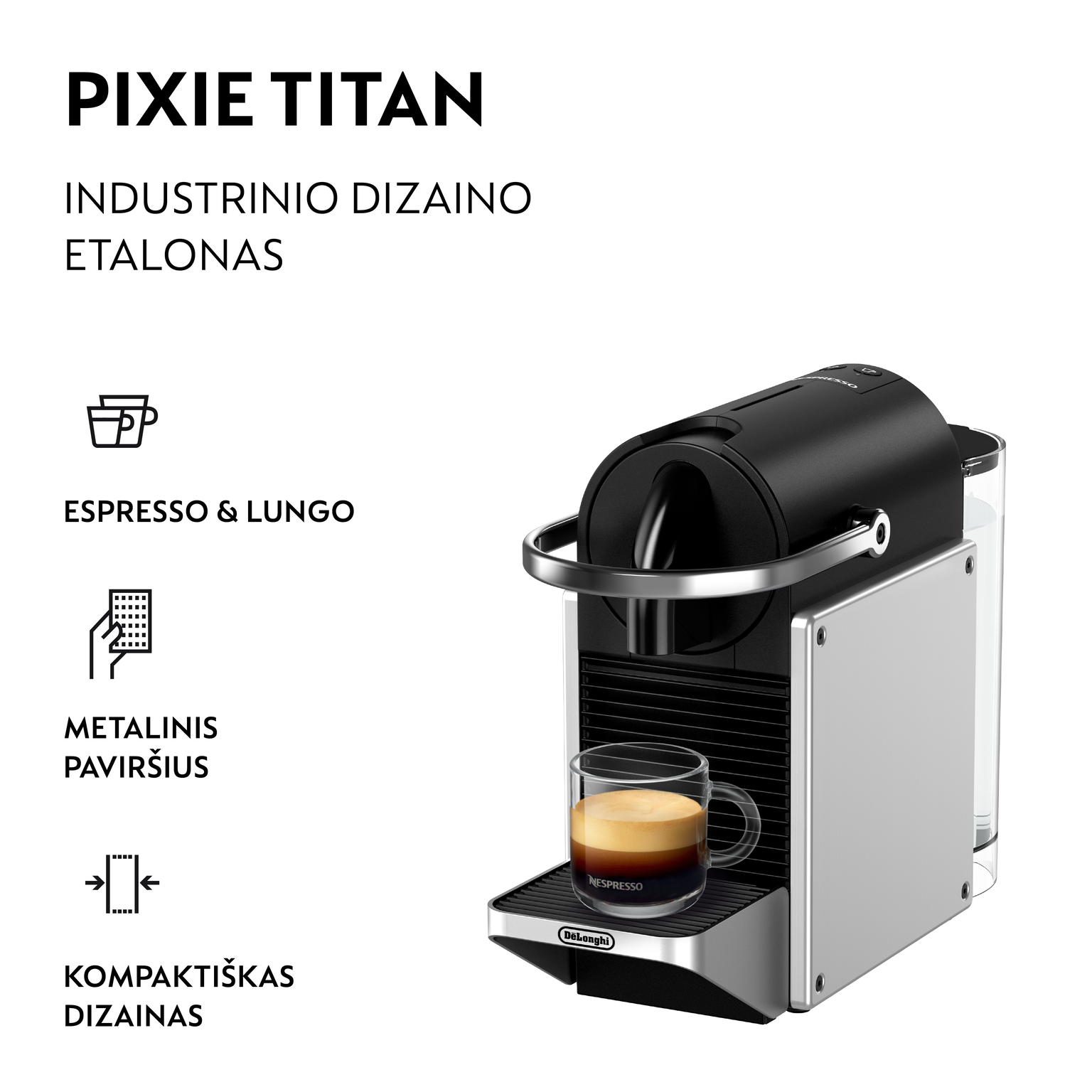 Kapsulinis kavos aparatas DELONGHI NESPRESSO EN127.S Pixie - 5