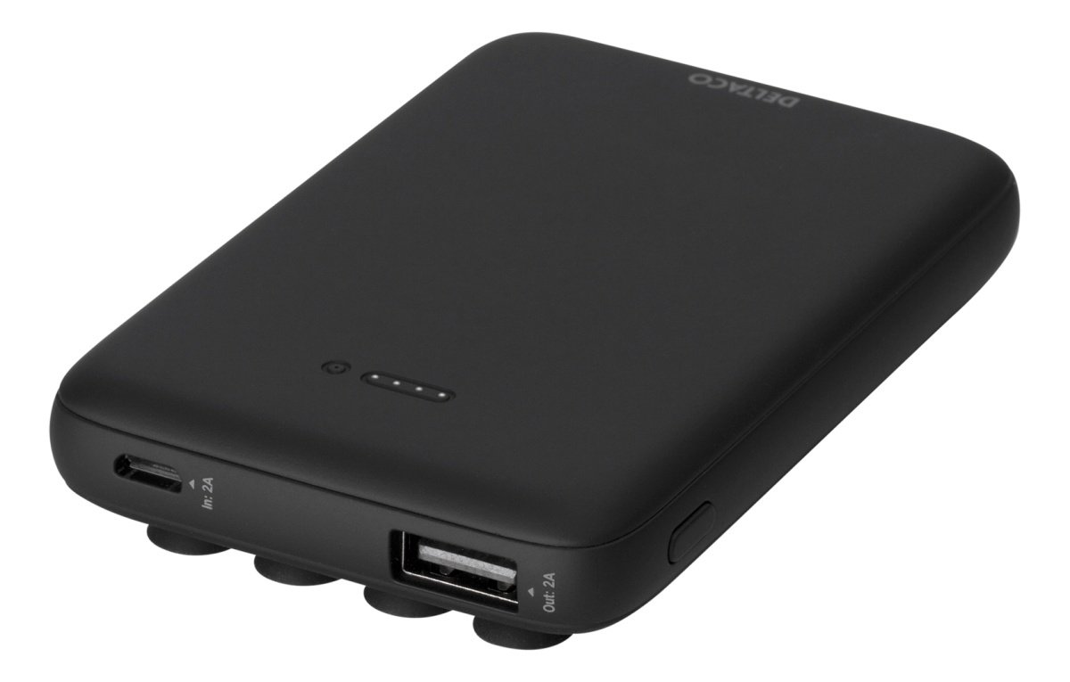 Išorinė baterija DELTACO, 5000 mAh, 1xUSB-A, juodos sp. / PB-Q1000-0