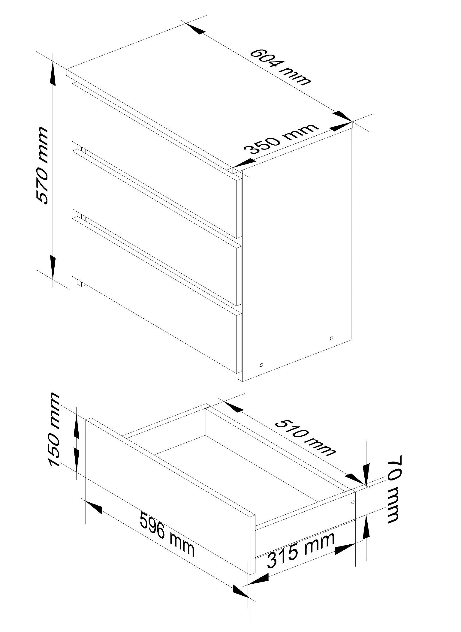 Naktinis staliukas CL3, balta / juoda - 3