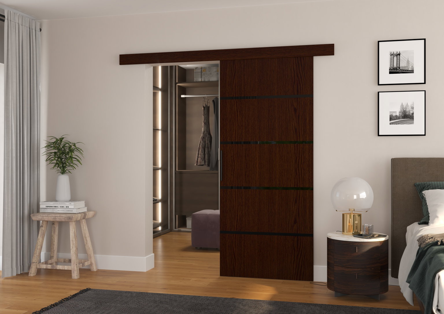 Stumdomos durys MUSCHU 96, 96 x 205 cm, ruda/juoda-0