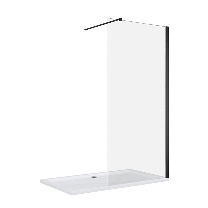 Dušo sienelė CLEAN, skaidrus stiklas 8mm, 100x200 cm, juodos sp. rėmas-1