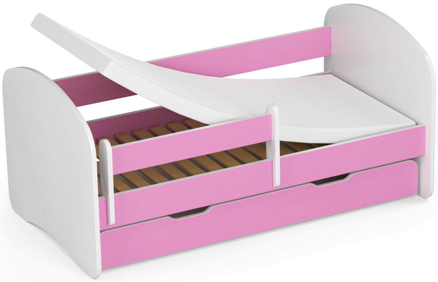 Vaikiška lova su čiužiniu SMILE, 140x70 cm, rožinė - 3