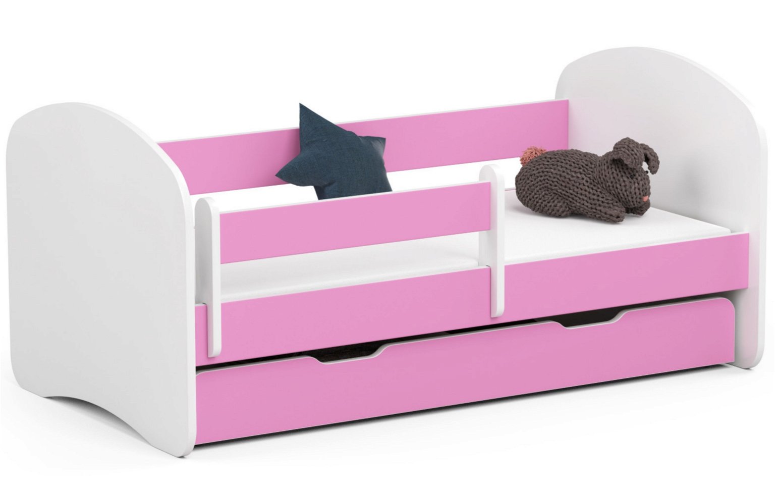 Vaikiška lova su čiužiniu SMILE, 140x70 cm, rožinė