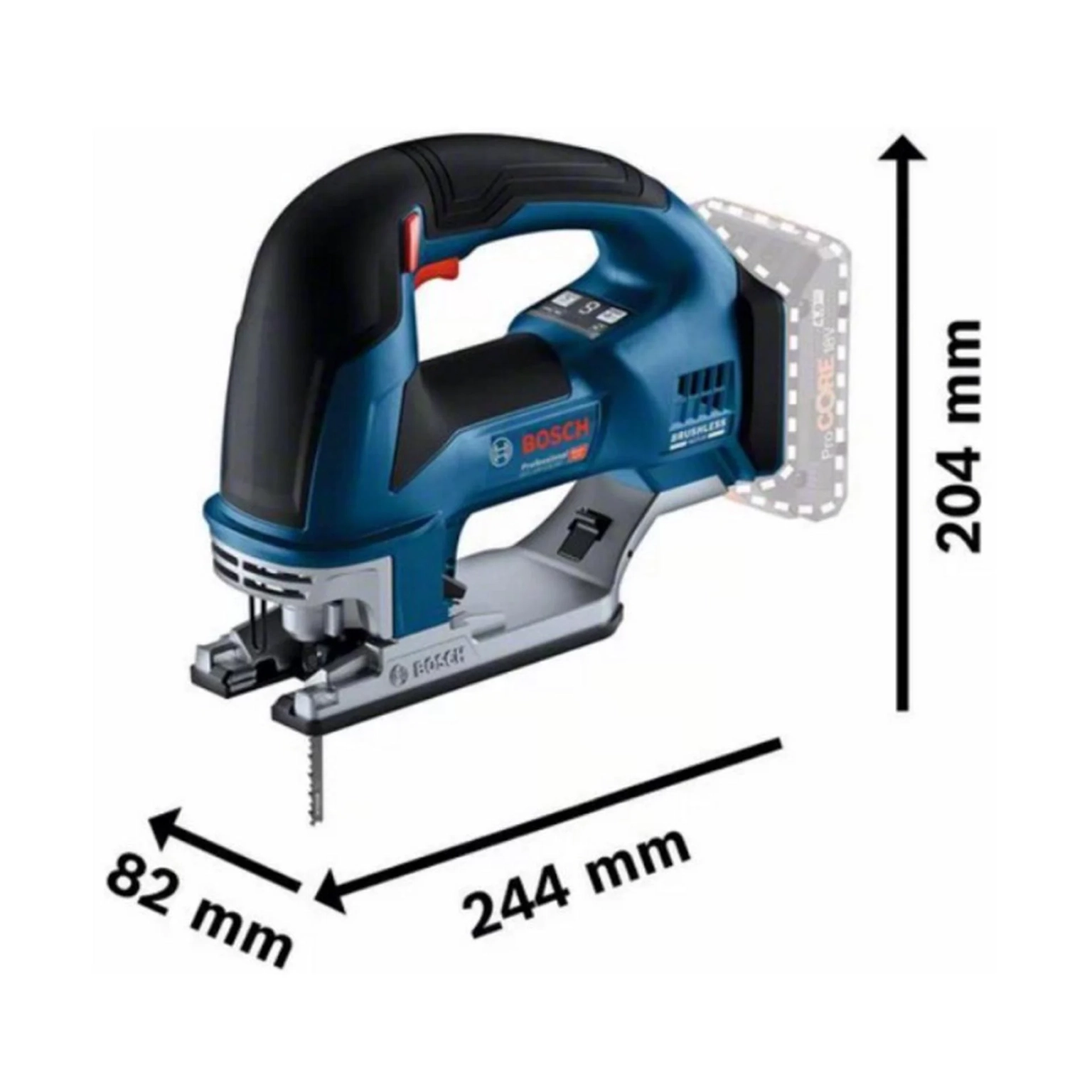 Akumuliatorinis siaurapjūklis BOSCH PRO GST 18V-155 BC solo, 18V (be akum.)-1