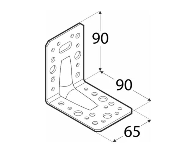 Montavimo kampas, 90x90x65x2,0mm, sustiprintas, cinkuotas-1