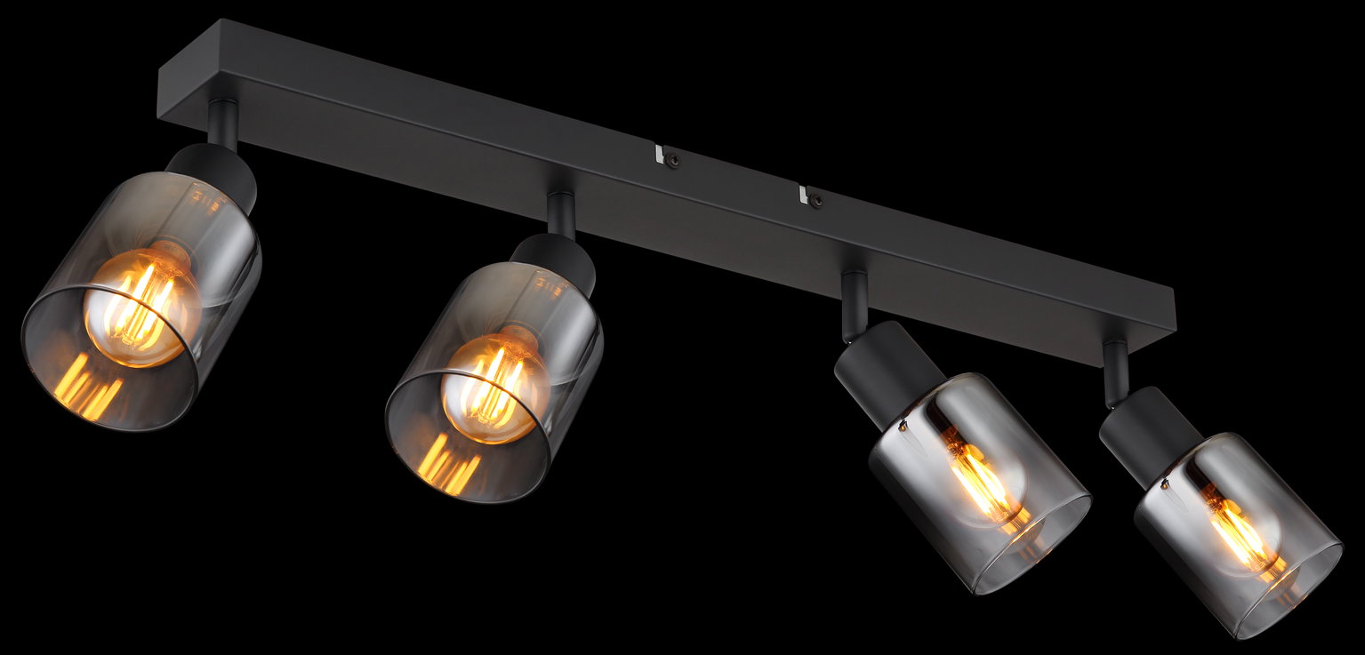 Taškinis šviestuvas GLOBO HUBERTUS, 4 x E14, 40W, 230V, matinės juodos sp, 7 x 56 x 14 cm-1
