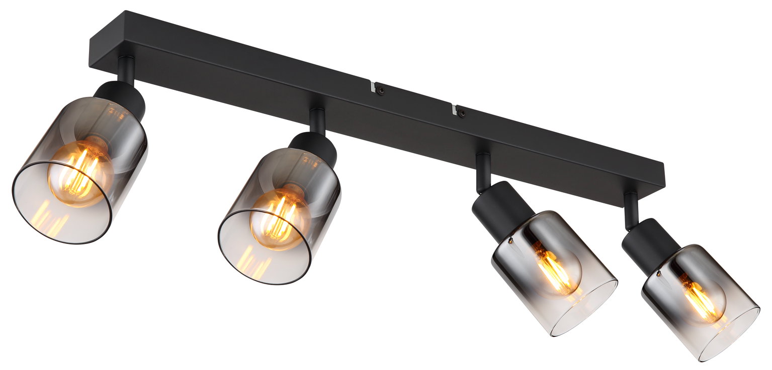 Taškinis šviestuvas GLOBO HUBERTUS, 4 x E14, 40W, 230V, matinės juodos sp, 7 x 56 x 14 cm-0