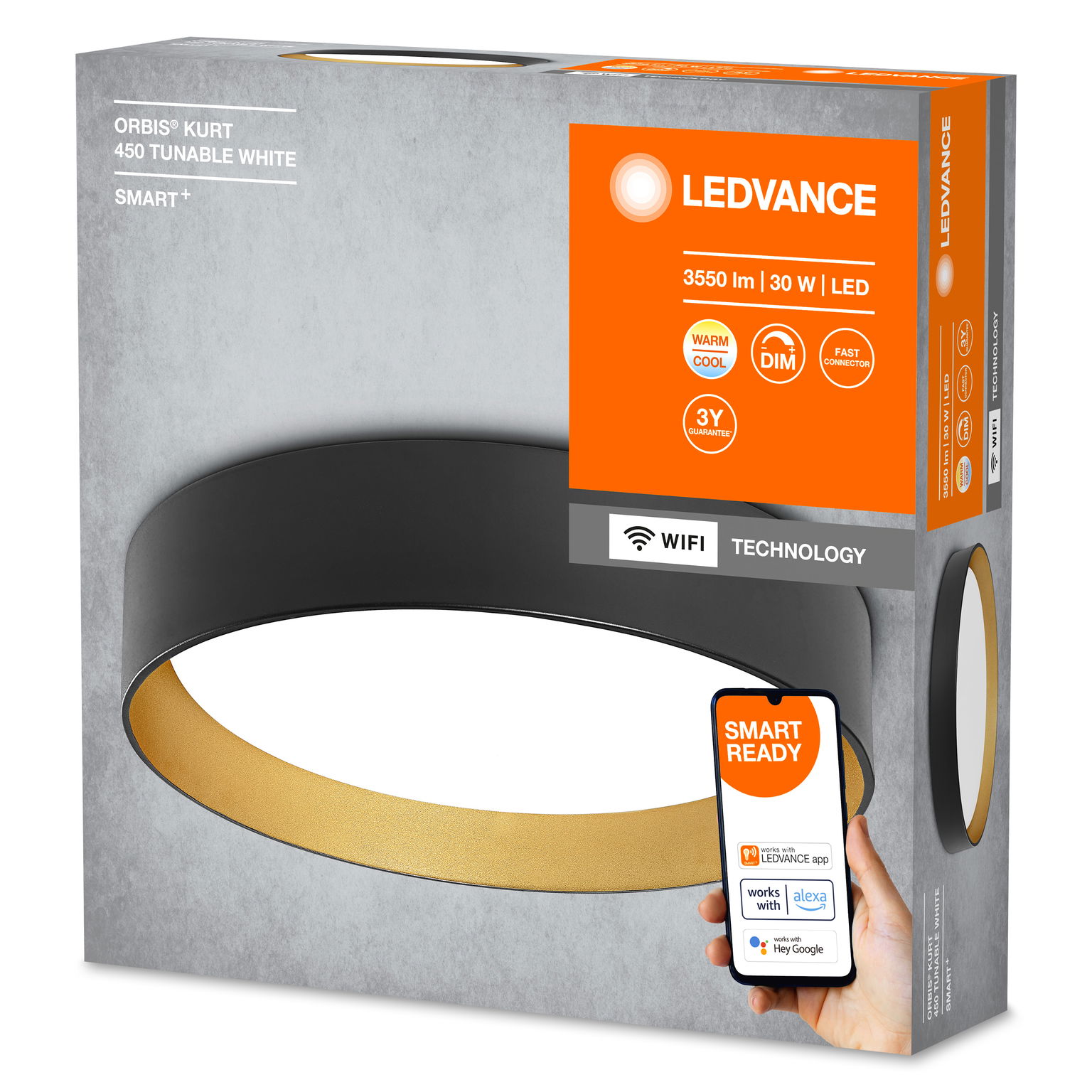 Išmanusis LED šviestuvas LEDVANCE ORBIS KURT, 2700-6500K, 30W, 3550lm, Ø45cm,valdomas APP-2