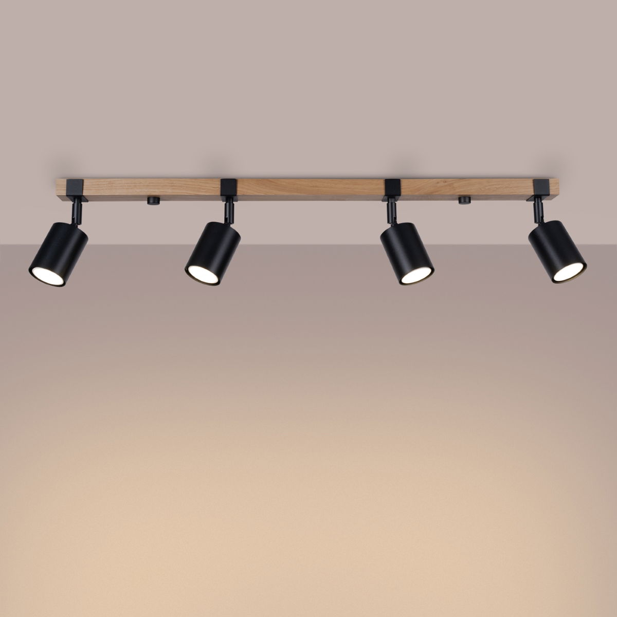 Lubinis šviestuvas SOLLUX FAGER 4, 4xGU10, max 10 W LED, juoda/natūrali mediena - 3