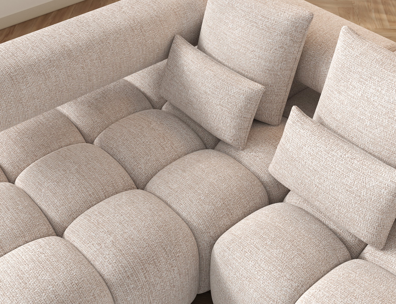 Kampinė sofa Levvi, smėlio sp., 184 x 260 cm x 102 cm - 7