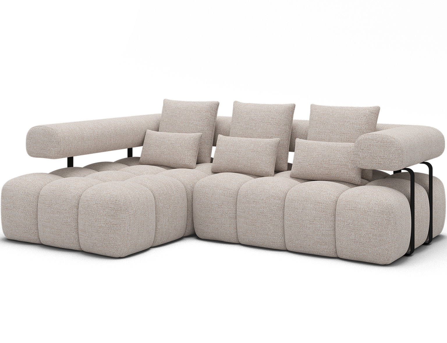 Kampinė sofa Levvi, smėlio sp., 184 x 260 cm x 102 cm - 3