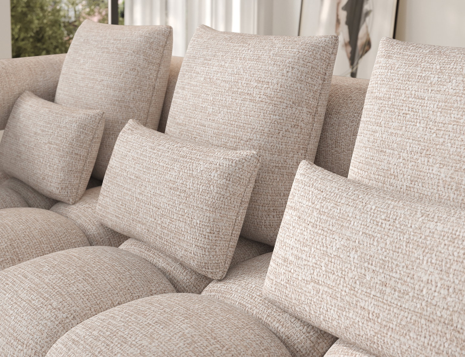 Kampinė sofa Levvi, smėlio sp., 184 x 260 cm x 102 cm - 8