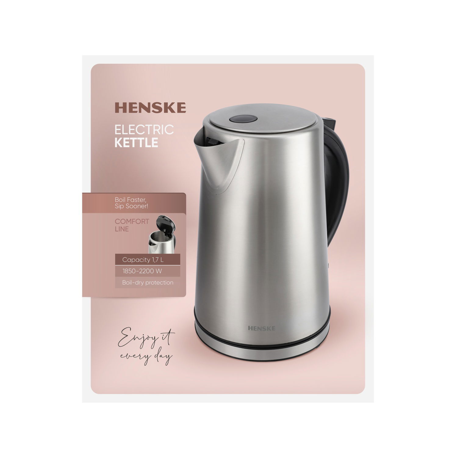 Elektrinis, nerūdijančio plieno virdulys HENSKE KES4183-GS, 1,7l-1