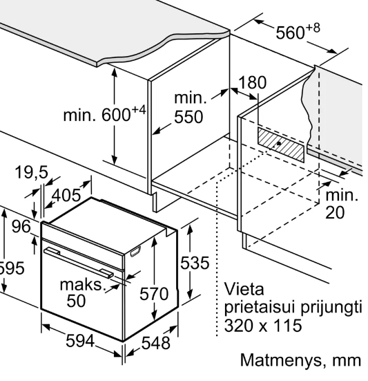 Įmontuojama orkaitė BOSCH HQA534BB3 - 5
