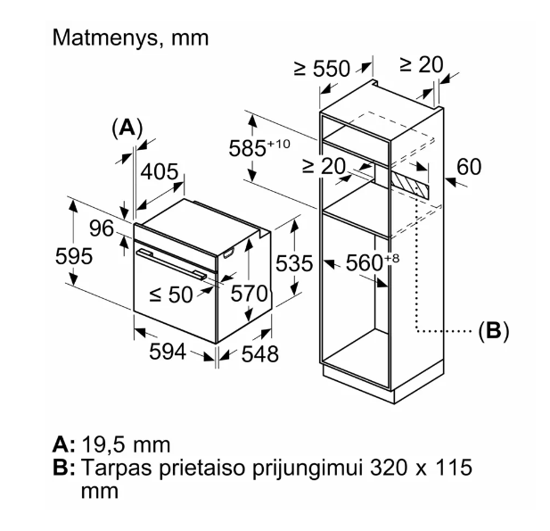 Įmontuojama orkaitė BOSCH HQA534BB3 - 8