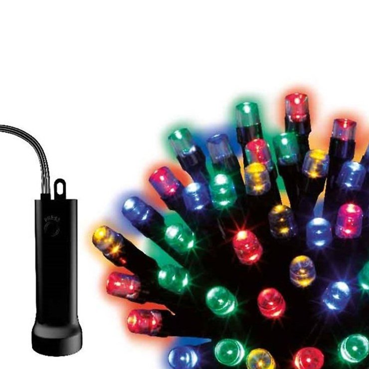 El. lauko girlianda LUMINEO DURAWISE BASIC TWINKLE, 96 LED IP44 RGB keičia spalvas 8 rež 3xAA, 7,1m - 4