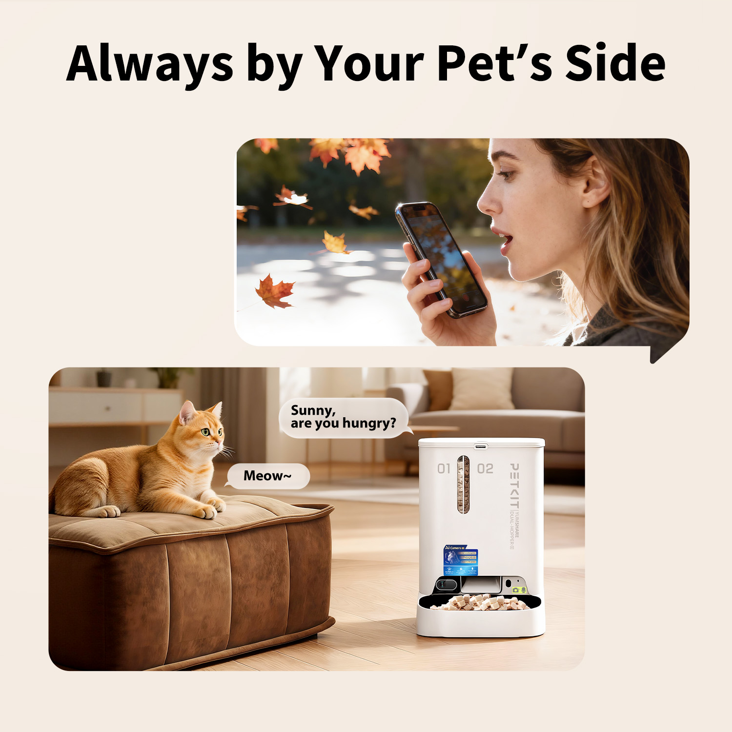 Automatinė gyvūnų šėrykla su kamera Petkit YumShare Dual-Hopper 2, 5 L, balta - 5