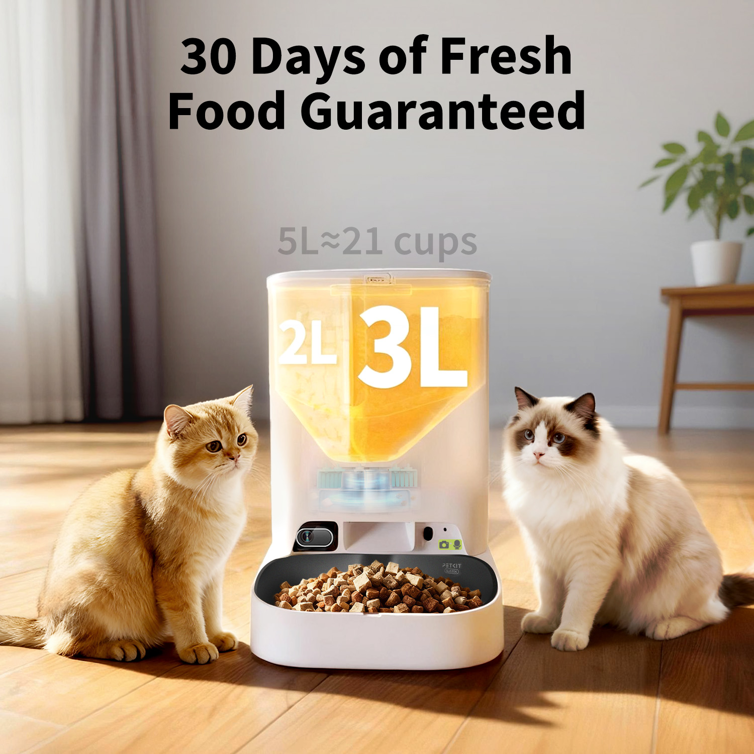 Automatinė gyvūnų šėrykla su kamera Petkit YumShare Dual-Hopper 2, 5 L, balta - 6