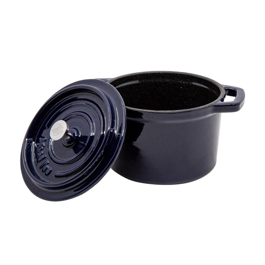 Ketaus mini puodas GRAND FEU, emaliuotas, su dangčiu, t.mėlynos sp., 0,65 L - 3