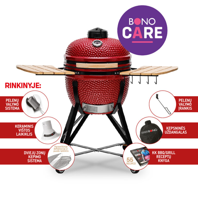 Keraminė kepsninė KAMADO BONO MEDIA, 20", 52 cm, raudonos sp.-0