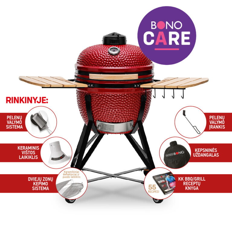 Keraminė kepsninė KAMADO BONO MEDIA, 20", 52 cm, raudonos sp.-0
