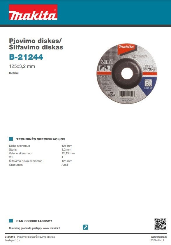Metalo pjovimo diskas MAKITA, 125 x 3,2 mm - 2