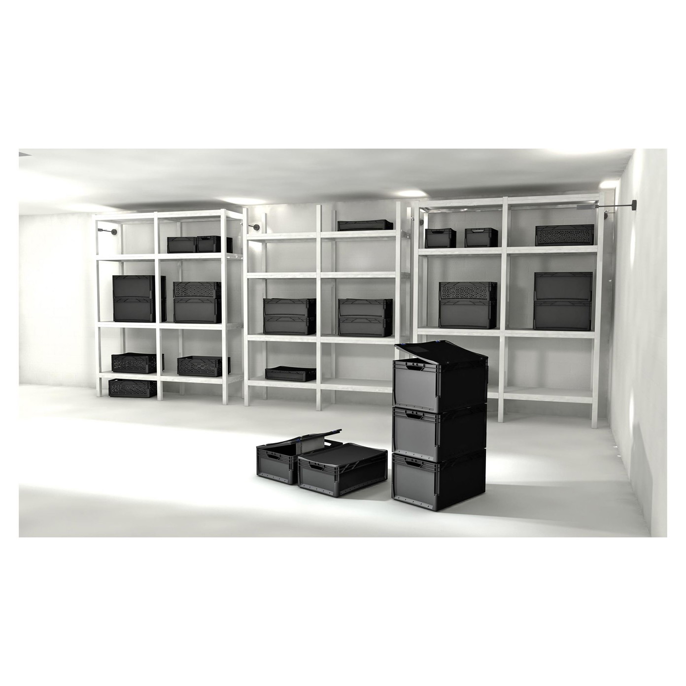 Daiktų laikymo dėžė Eurobox system 60x40xh22 cm, juoda, 42 l - 3