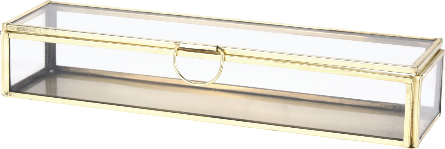 Dekoratyvinė papuošalų dėžutė GOLD, stiklinė, 23 x 6 x 4 cm