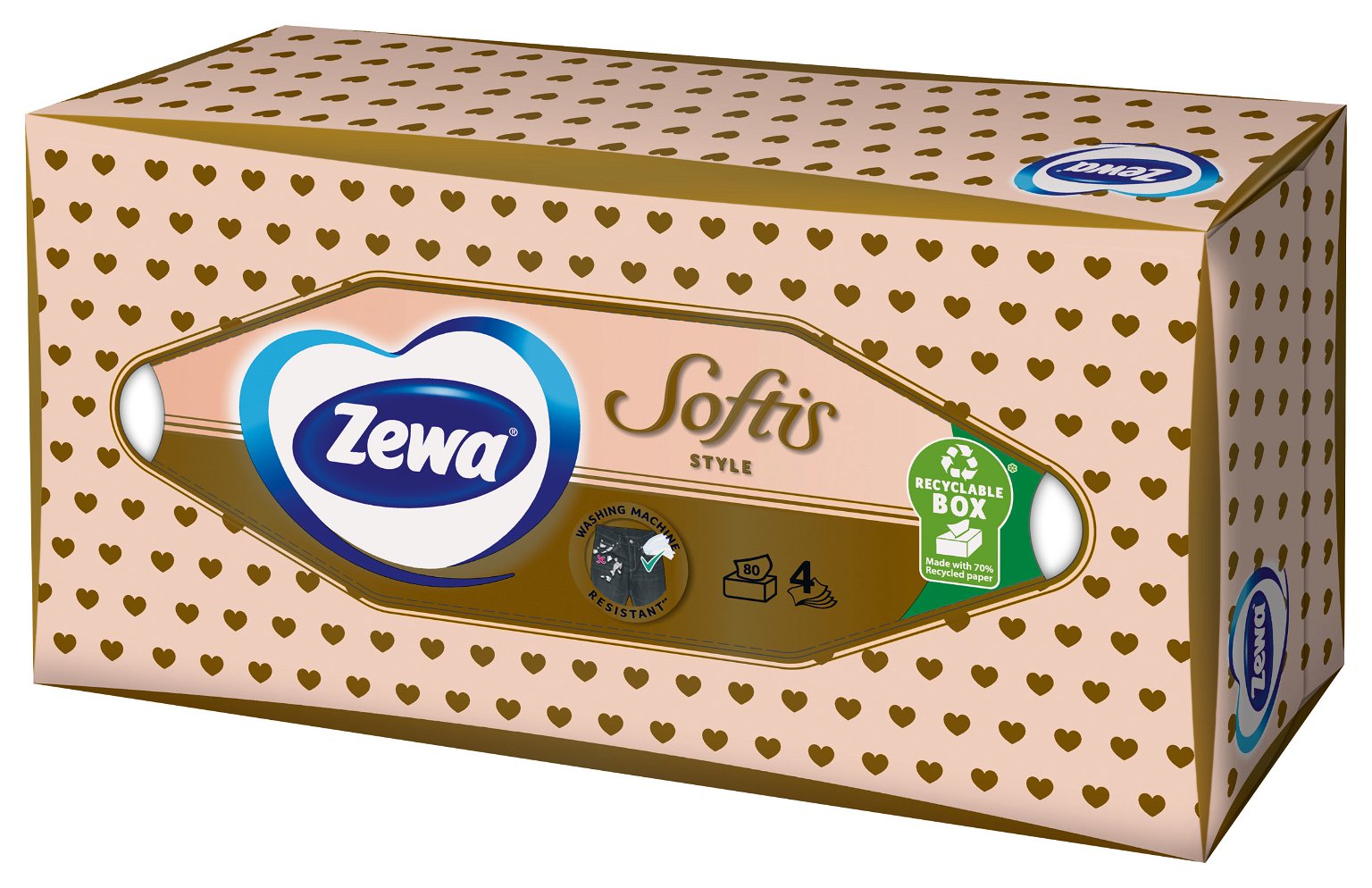 Vienkartinės nosinaitės ZEWA Softis Box, 4 sl., 80 vnt. - 4