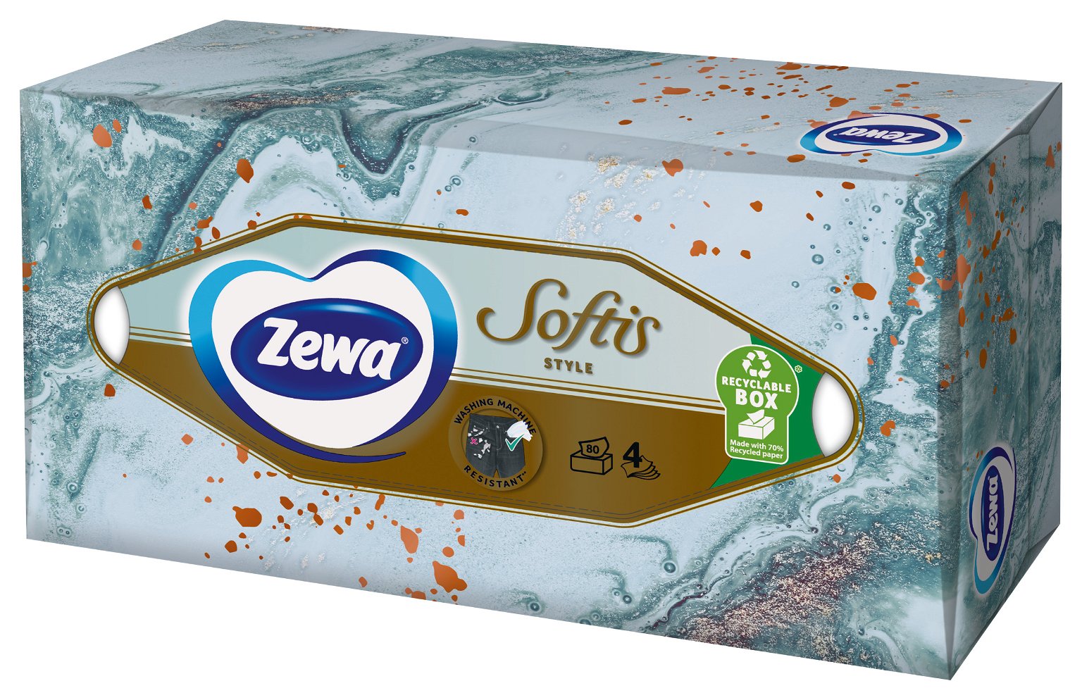 Vienkartinės nosinaitės ZEWA Softis Box, 4 sl., 80 vnt. - 3