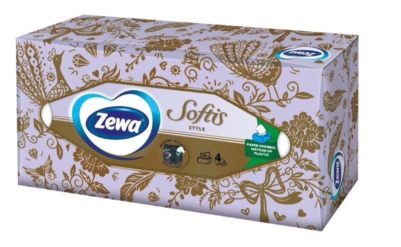 Vienkartinės nosinaitės ZEWA Softis Box, 4 sl., 80 vnt.