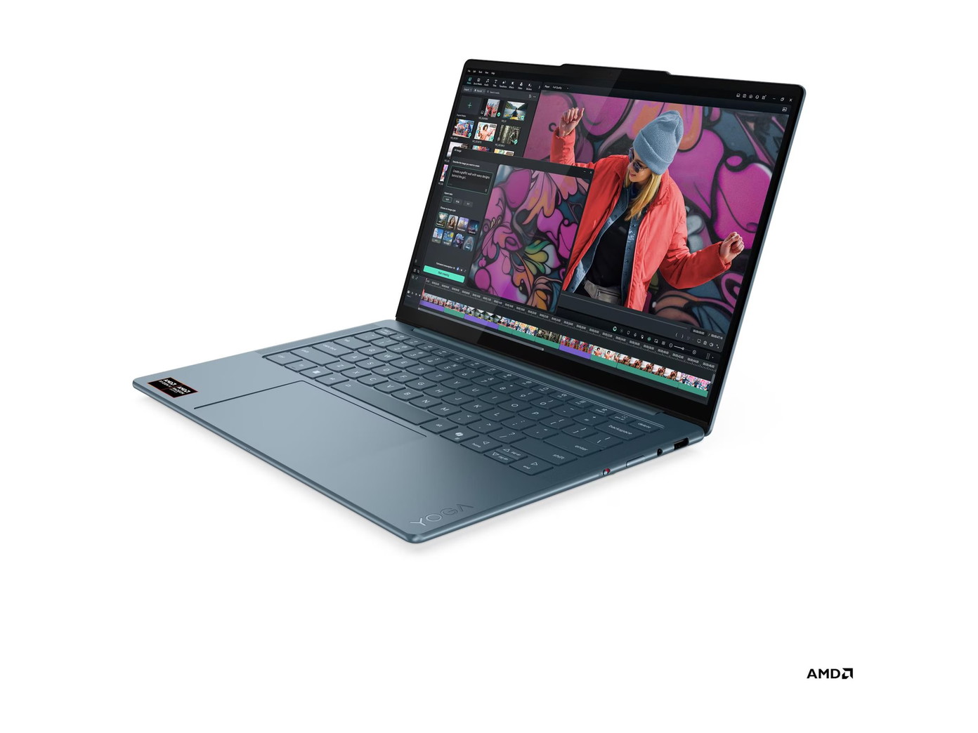 Nešiojamas kompiuteris Lenovo Yoga Slim 7 14AKP10, 16GB RAM, AMD Ryzen AI 5 330, AMD Radeon 820M, 512GB SSD, 14" OLED 1920x1200, žalsvai mėlyna-0